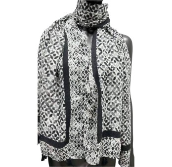 Foulard cercles à pompons noir