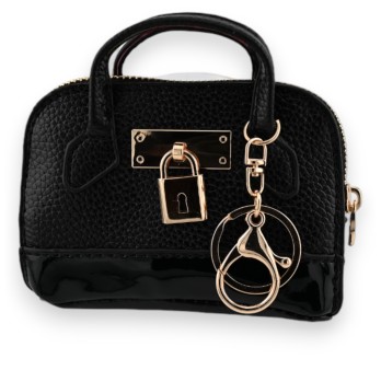Porte clés porte monnaie noir effet irisé