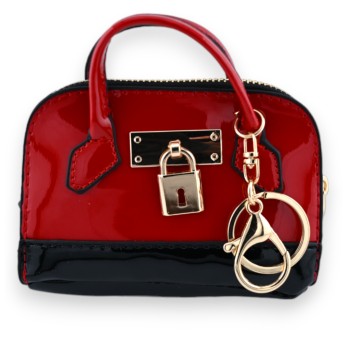 Porte clés porte monnaie rouge vernis