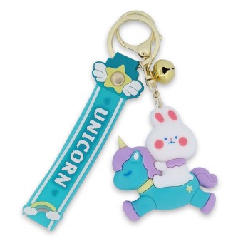 Porte-clés unicorn lapin sur licorne