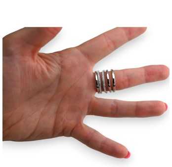 Bague acier argenté multi rangs