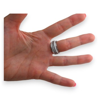 Bague acier anneaux argenté et céramique
