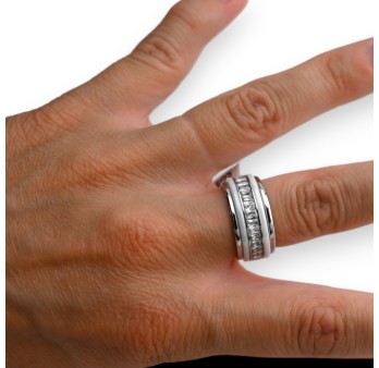 Bague acier anneaux argenté et céramique