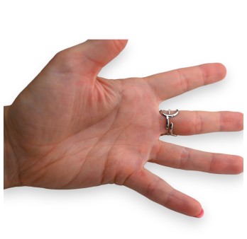 Bague acier étoile coeur lune argenté