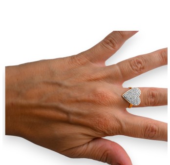 Bague acier doré coeur strass