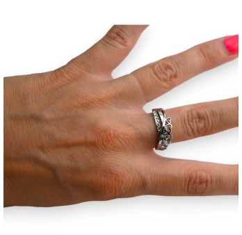 Bague 3 anneaux entrelacés cœur