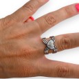 Bague acier cœur étincelant