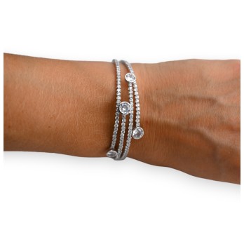 Bracelet multi rang strass et pierre blanche