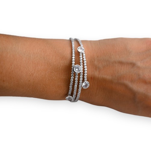 Bracelet multi rang strass et pierre blanche