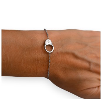 Bracelet menotte étoile argenté
