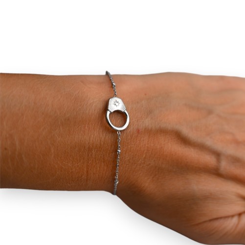 Bracelet menotte étoile argenté