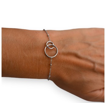 Bracelet acier argenté 2 cercles
