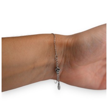 Bracelet acier 3 petits cœurs argentés
