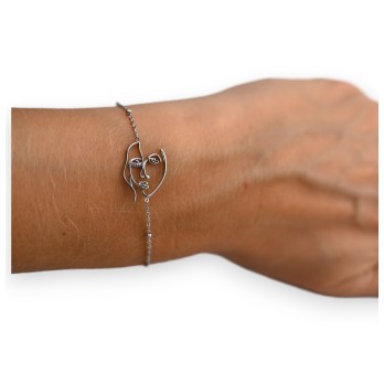 Bracelet acier argenté visage