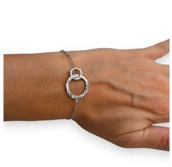 Bracelet acier 2 cercles martelés