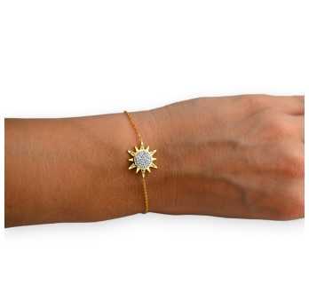 Bracelet acier doré soleil brillant