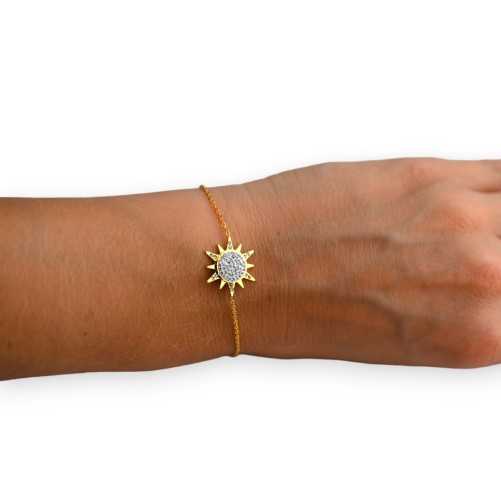 Bracelet acier doré soleil brillant