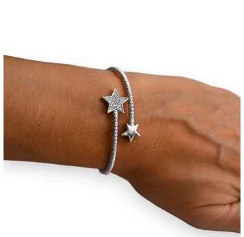 Bracelet argenté double étoile