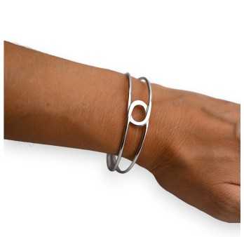 Bracelet rigide géométrique argenté