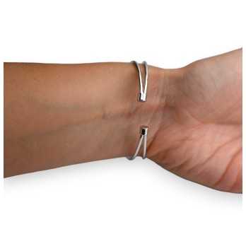 Bracelet rigide géométrique argenté