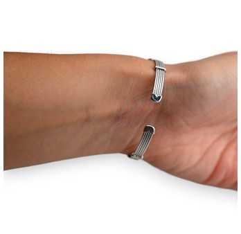 Bracelet rigide argenté rond strass