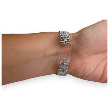 Bracelet rigide effet dentelle argenté