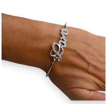 Bracelet rigide LOVE strass argenté