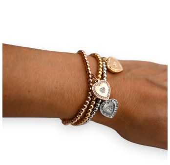 Bracelet élastique 3 rangs coeur