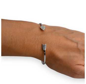 Bracelet argenté rigide flèche d'amour