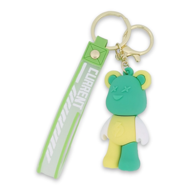 Porte-clés doudou nounours vert jaune pastel