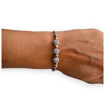 Bracelet rigide boules strass et cuivre