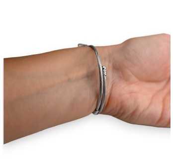 Bracelet rigide boules strass et cuivre