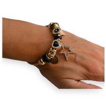 Bracelet charms rigide doré et noir étoile