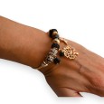 Bracelet charms rigide noir et doré arbre de vie