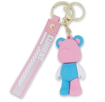 Porte-clés doudou pastel rose et bleu