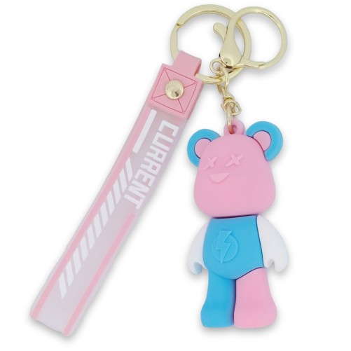 Porte-clés doudou pastel rose et bleu