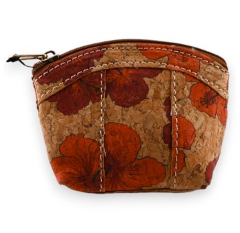 Petit porte monnaie liège coquelicot rouge