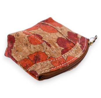 Petit porte monnaie liège coquelicot rouge