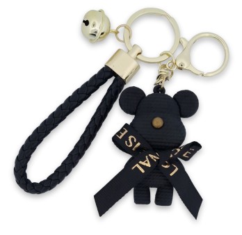 Porte-clés doudou noir et or chic