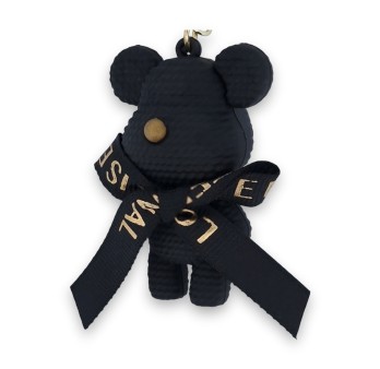 Porte-clés doudou noir et or chic