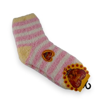 Chaussette pilou rayé rose et blanc