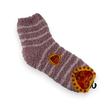 Chaussette pilou vieux rose rayée