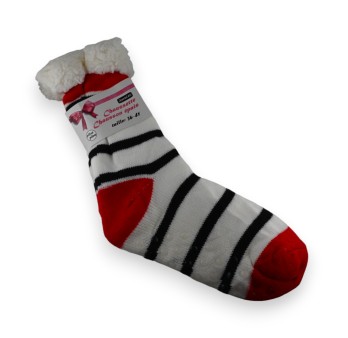 Chaussette chausson pilou rayé noir et blanc