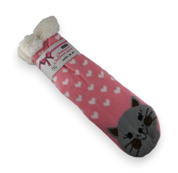 Chaussette chausson pilou chat gris