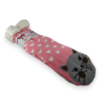 Chaussette chausson pilou chat gris