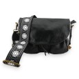 Sac bandoulière noir rabats arrondis