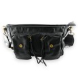 Sac bandoulière noir rabats arrondis