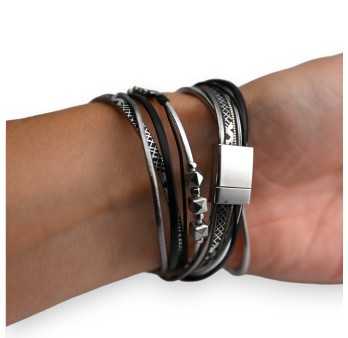 Bracelet simili 2 tours étoiles noires