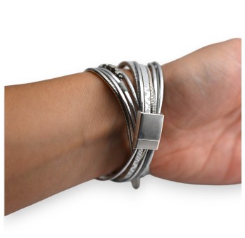 Bracelet simili 2 tours étoile argentée