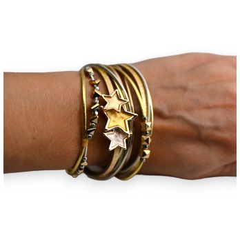 Bracelet simili 2 tours étoile dorée